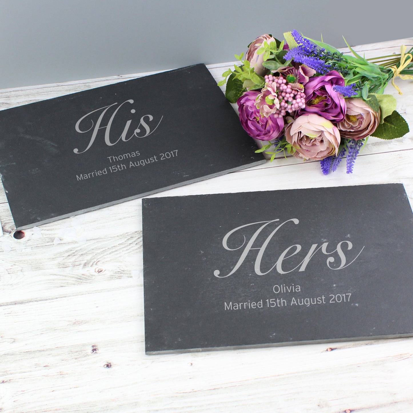Personalised His and Hers Slate Placemat Set - Personalise It!