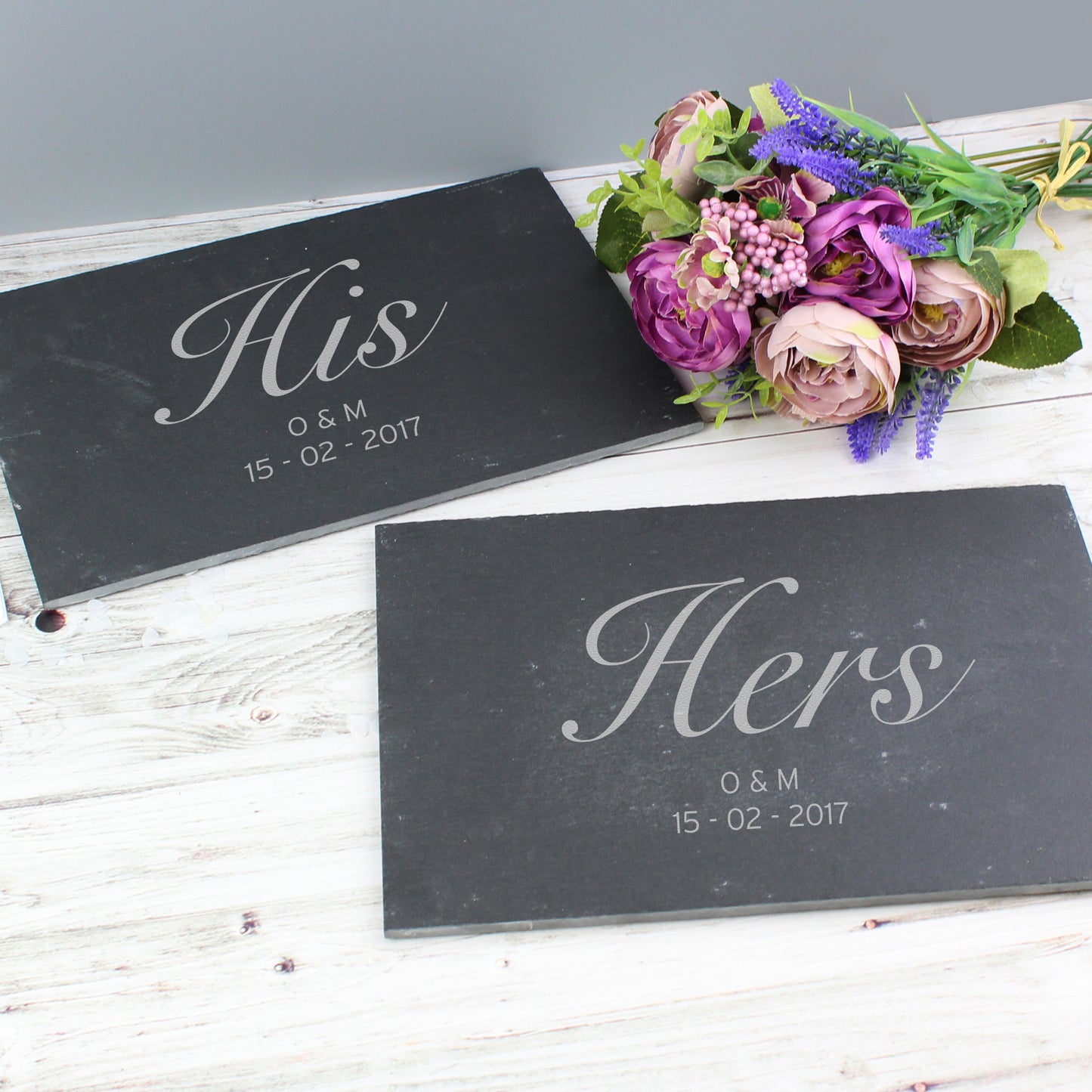 Personalised His and Hers Slate Placemat Set - Personalise It!