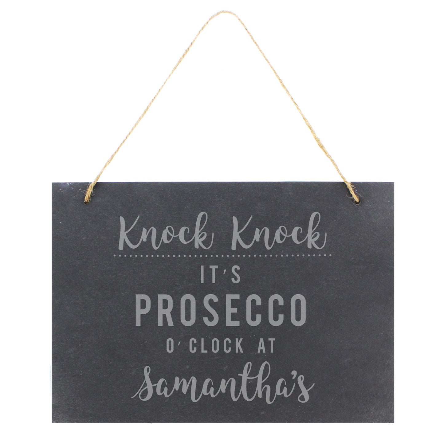 Personalised Prosecco O'Clock Large Hanging Slate Sign - Personalise It!