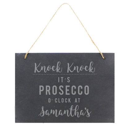 Personalised Prosecco O'Clock Large Hanging Slate Sign - Personalise It!