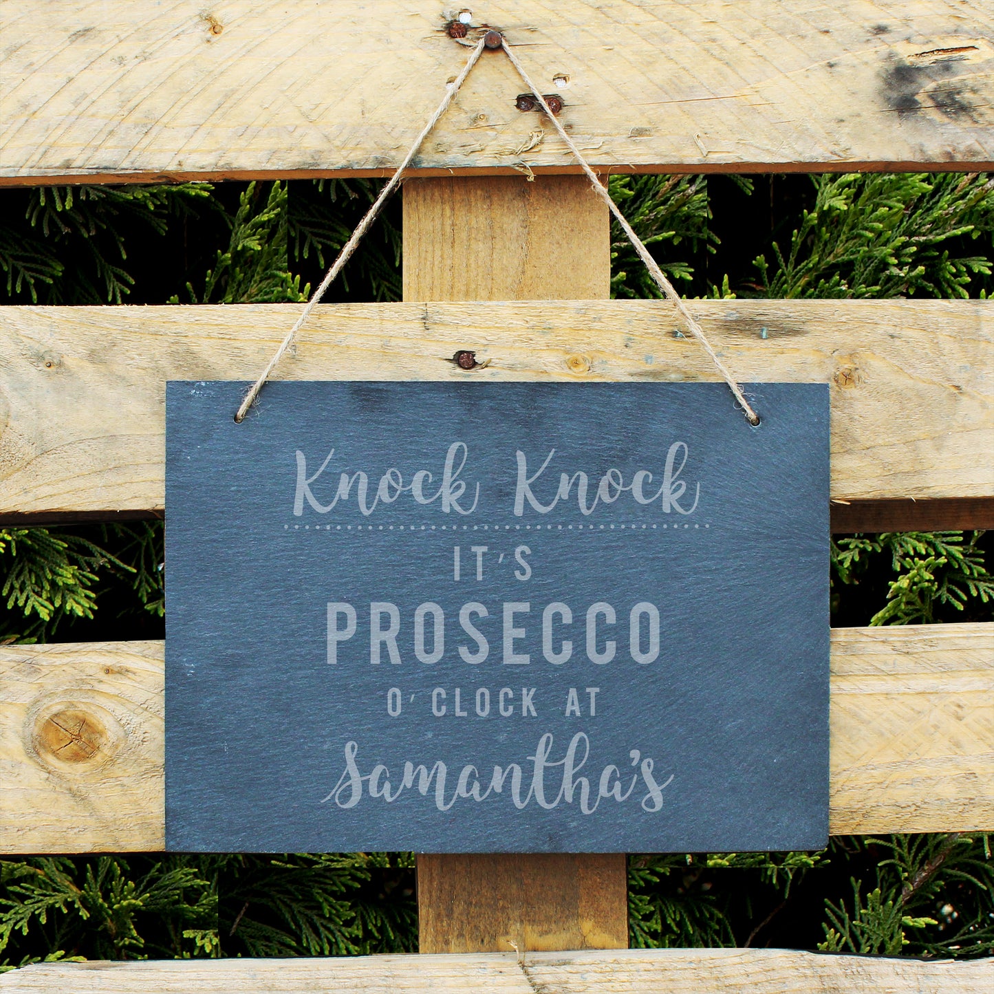 Personalised Prosecco O'Clock Large Hanging Slate Sign - Personalise It!