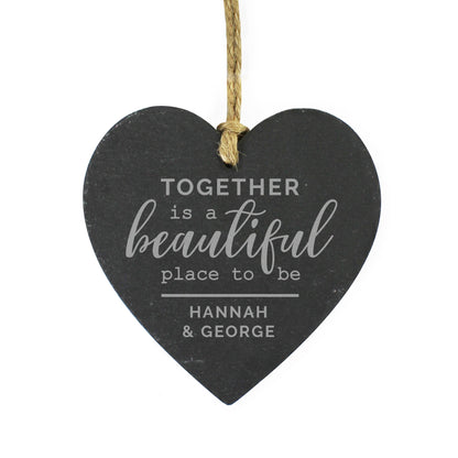 Personalised Together Slate Heart Decoration - Personalise It!