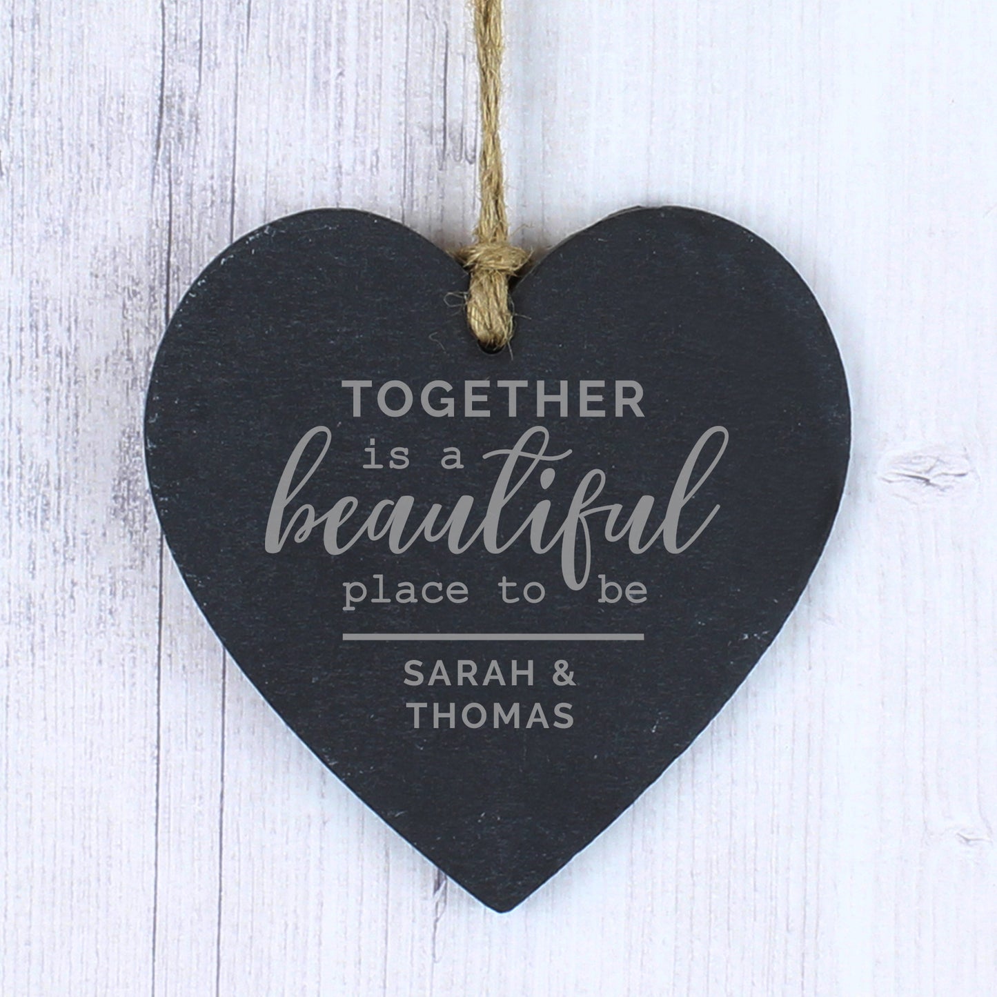 Personalised Together Slate Heart Decoration - Personalise It!