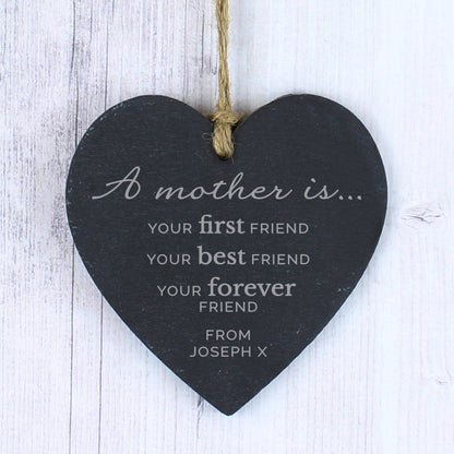 Personalised 'A Mother Is' Slate Heart Decoration - Personalise It!