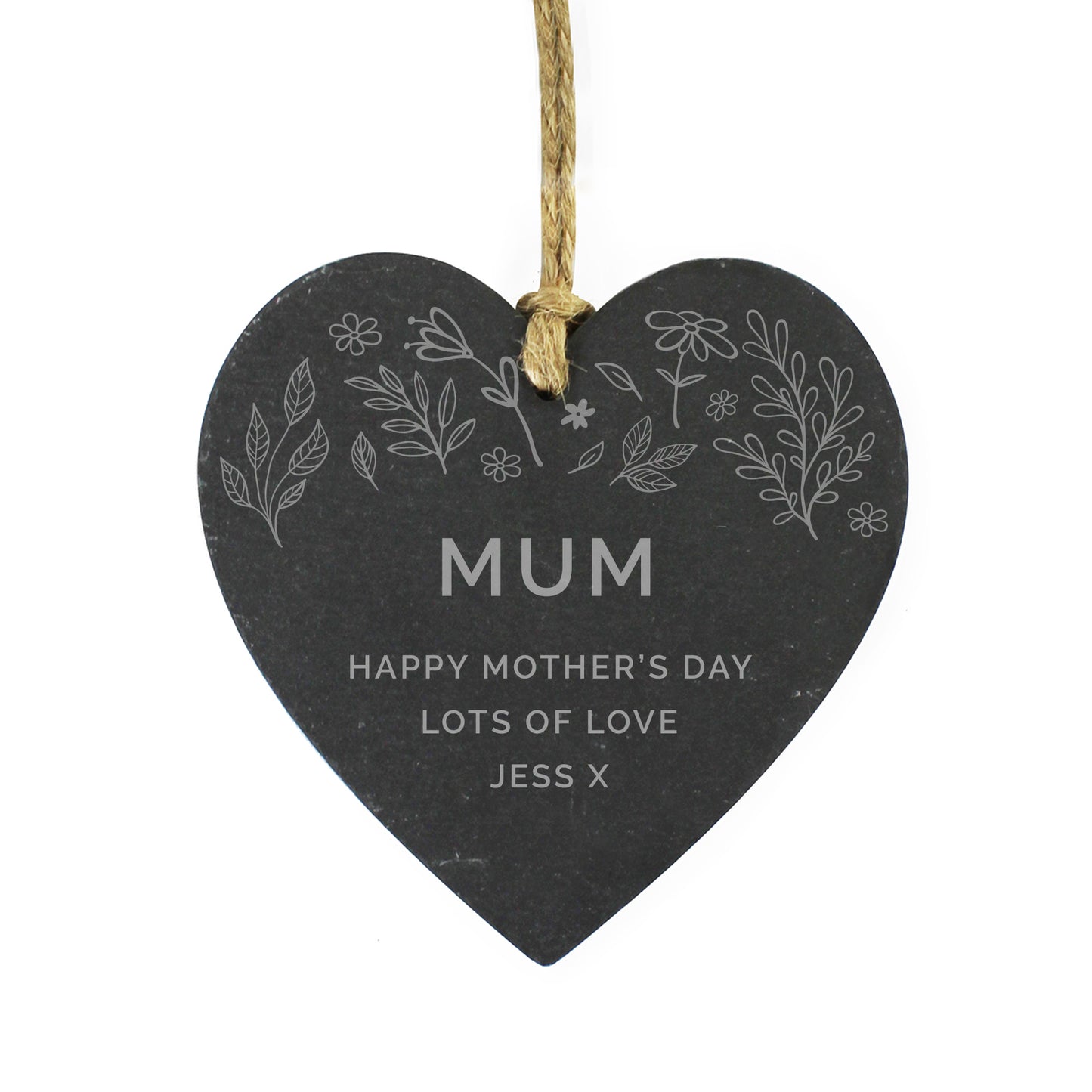 Personalised Floral Slate Heart Decoration - Personalise It!