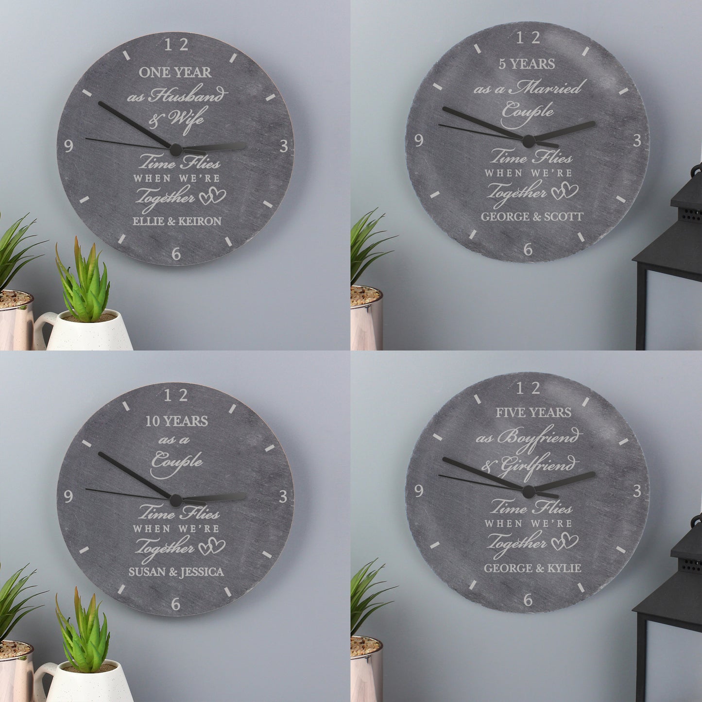 Personalised Anniversary Slate Clock - Personalise It!