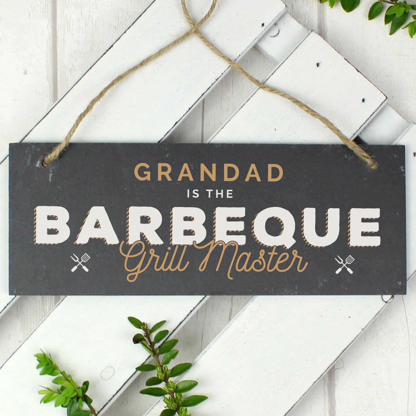 Personalised ""Barbeque Grill Master"" Printed Hanging Slate Plaque - Personalise It!