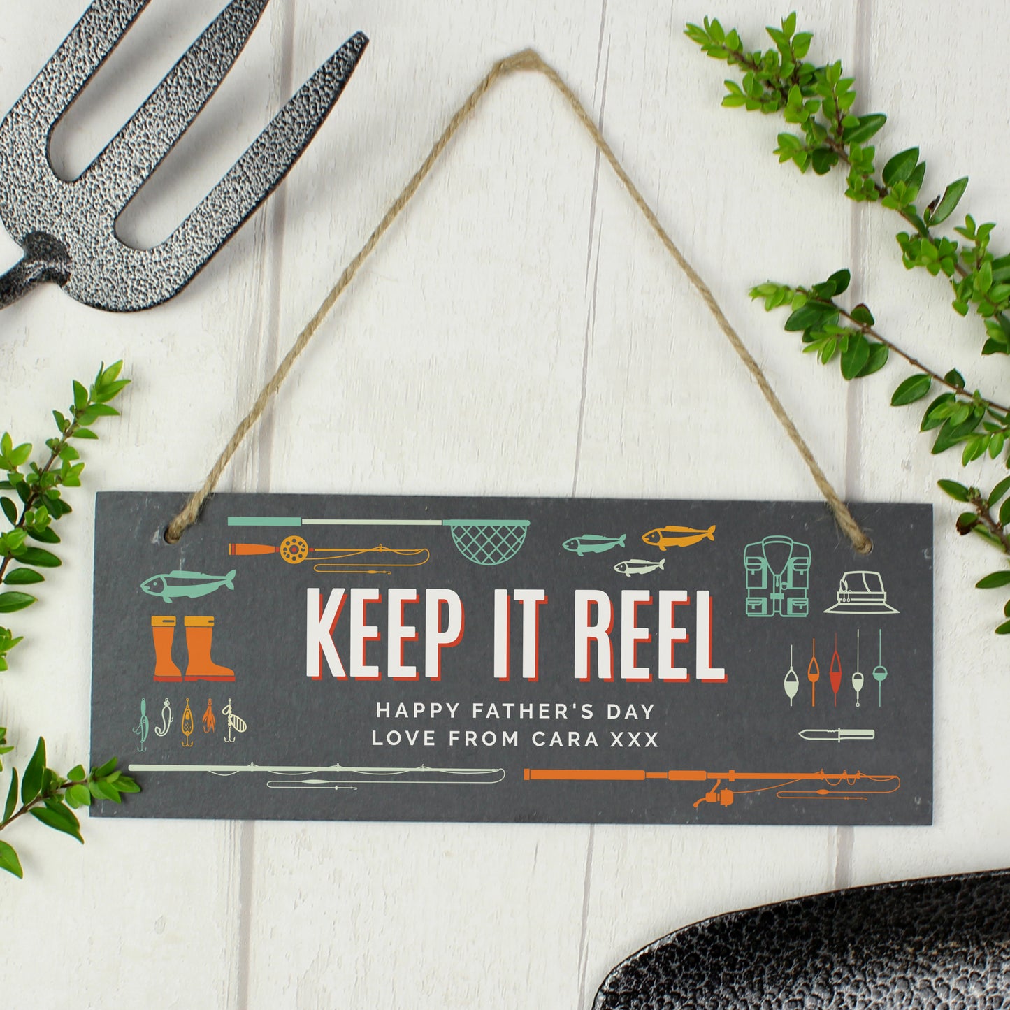 Personalised ""Keep It Reel"" Printed Hanging Slate Plaque - Personalise It!
