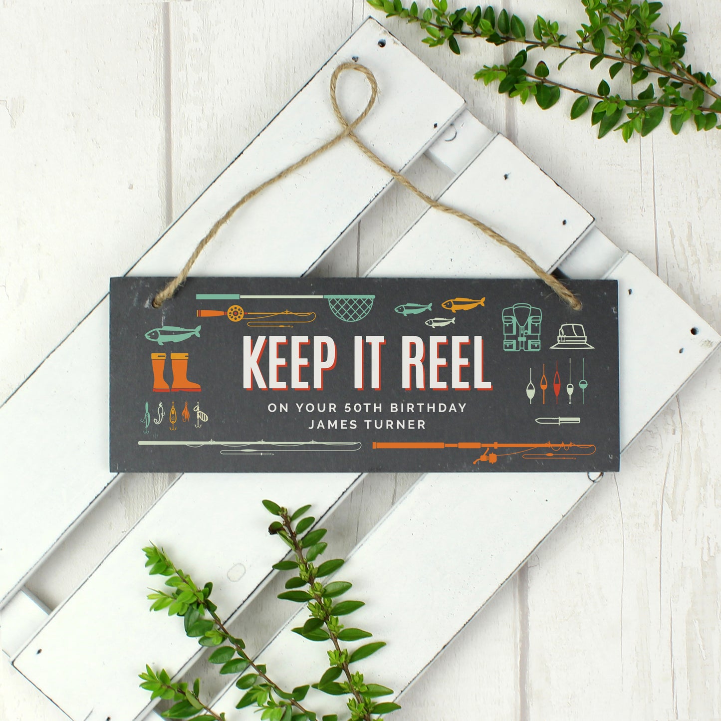 Personalised ""Keep It Reel"" Printed Hanging Slate Plaque - Personalise It!
