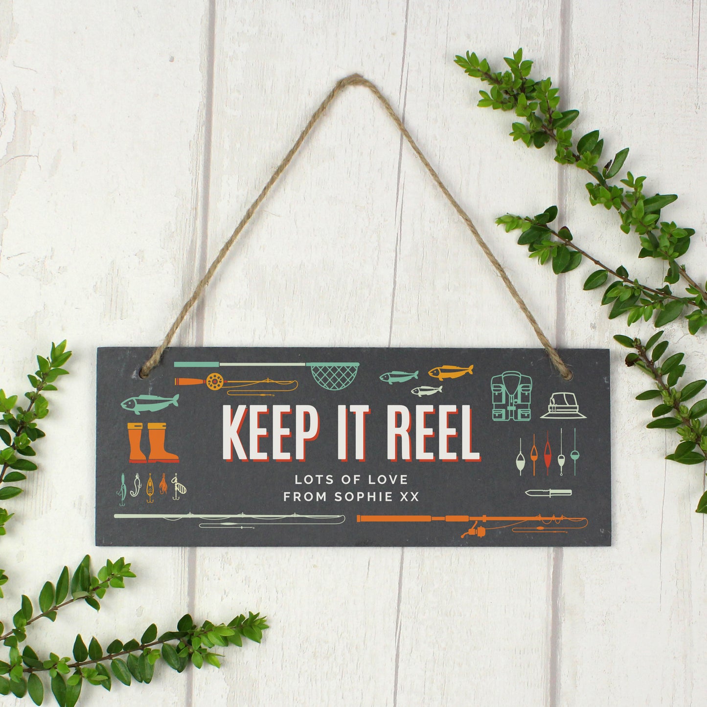Personalised ""Keep It Reel"" Printed Hanging Slate Plaque - Personalise It!
