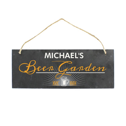 Personalised ""Beer Garden"" Printed Hanging Slate Plaque - Personalise It!