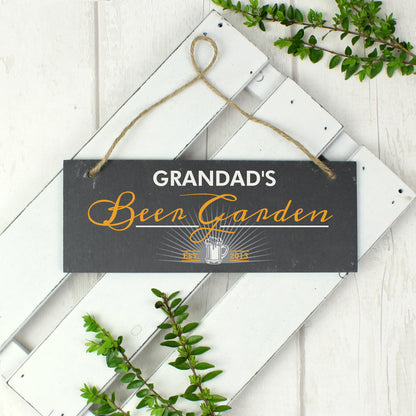 Personalised ""Beer Garden"" Printed Hanging Slate Plaque - Personalise It!