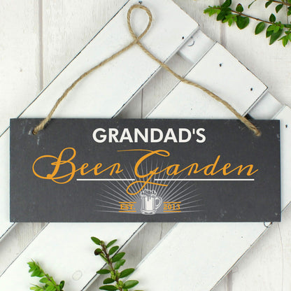 Personalised ""Beer Garden"" Printed Hanging Slate Plaque - Personalise It!