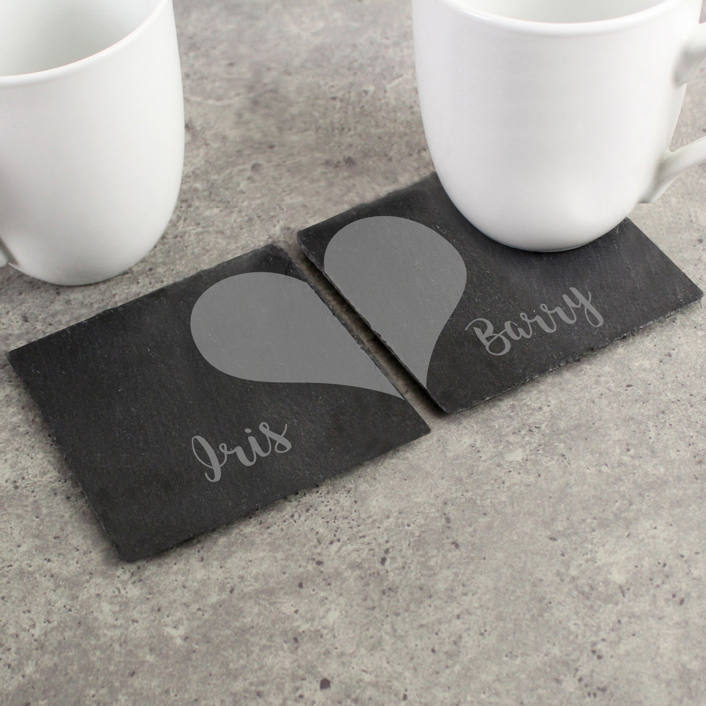 Personalised Two Hearts Slate Coaster Set - Personalise It!
