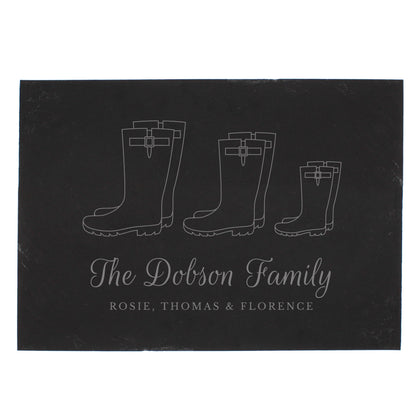 Personalised Welly Boot Family of Three Slate - Personalise It!