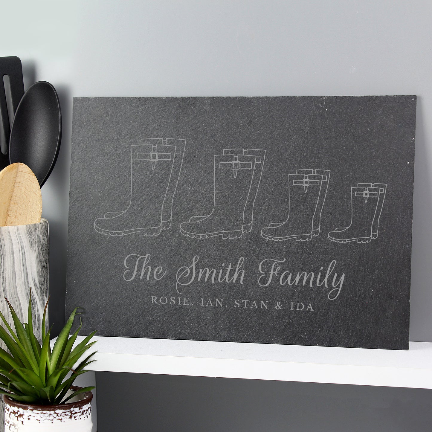 Personalised Welly Boot Family of Four Slate - Personalise It!