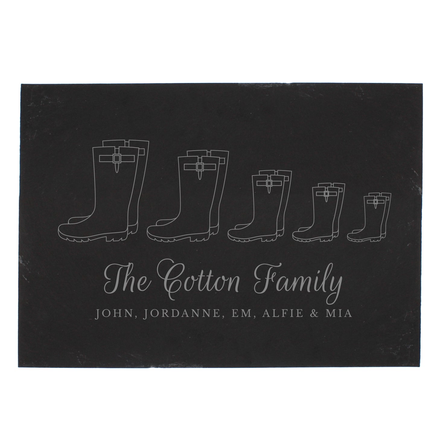 Personalised Welly Boot Family of Five Slate - Personalise It!