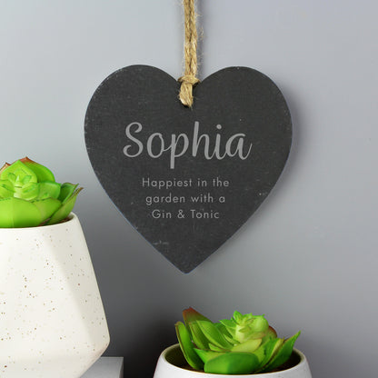 Personalised Free Text Slate Heart Decoration - Personalise It!