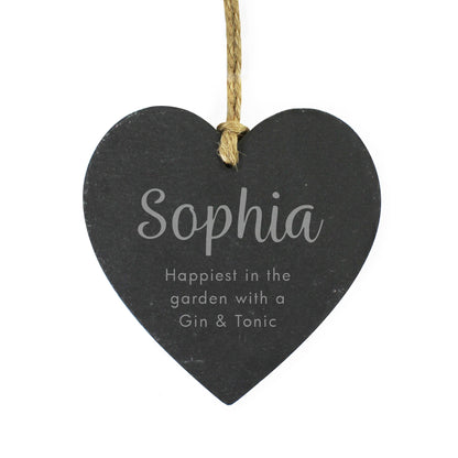 Personalised Free Text Slate Heart Decoration - Personalise It!