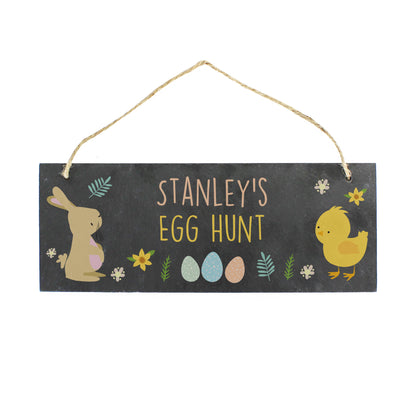 Personalised Easter Bunny & Chick Slate Door Plaque - Personalise It!