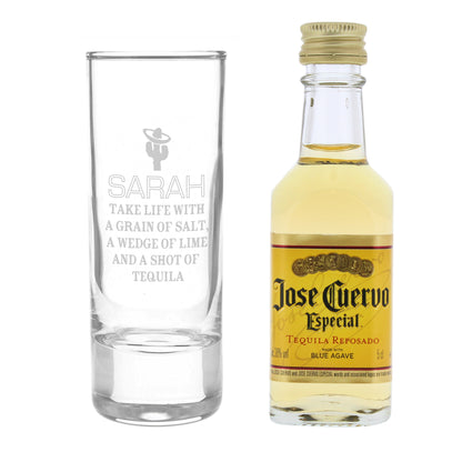 Personalised Tequila Shot Glass and Miniature Tequila - Personalise It!