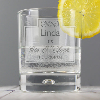 Personalised Gin O'Clock Tumbler Bubble Glass - Personalise It!
