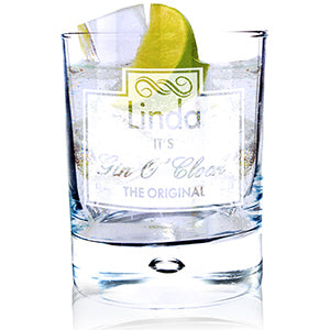 Personalised Gin O'Clock Tumbler Bubble Glass - Personalise It!
