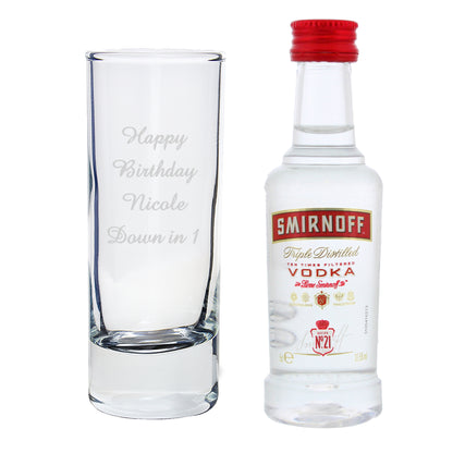 Personalised Shot Glass and Miniature Vodka Set - Text Only - Personalise It!