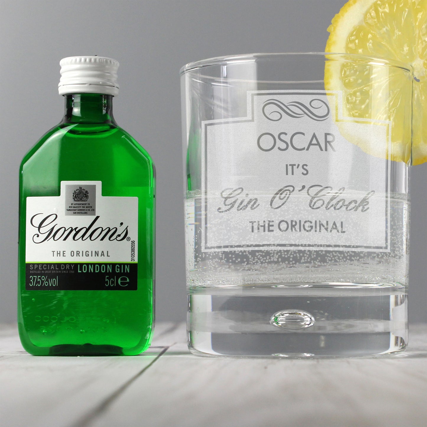 Personalised Gin OClock Glass & Gin Miniature Set - Personalise It!