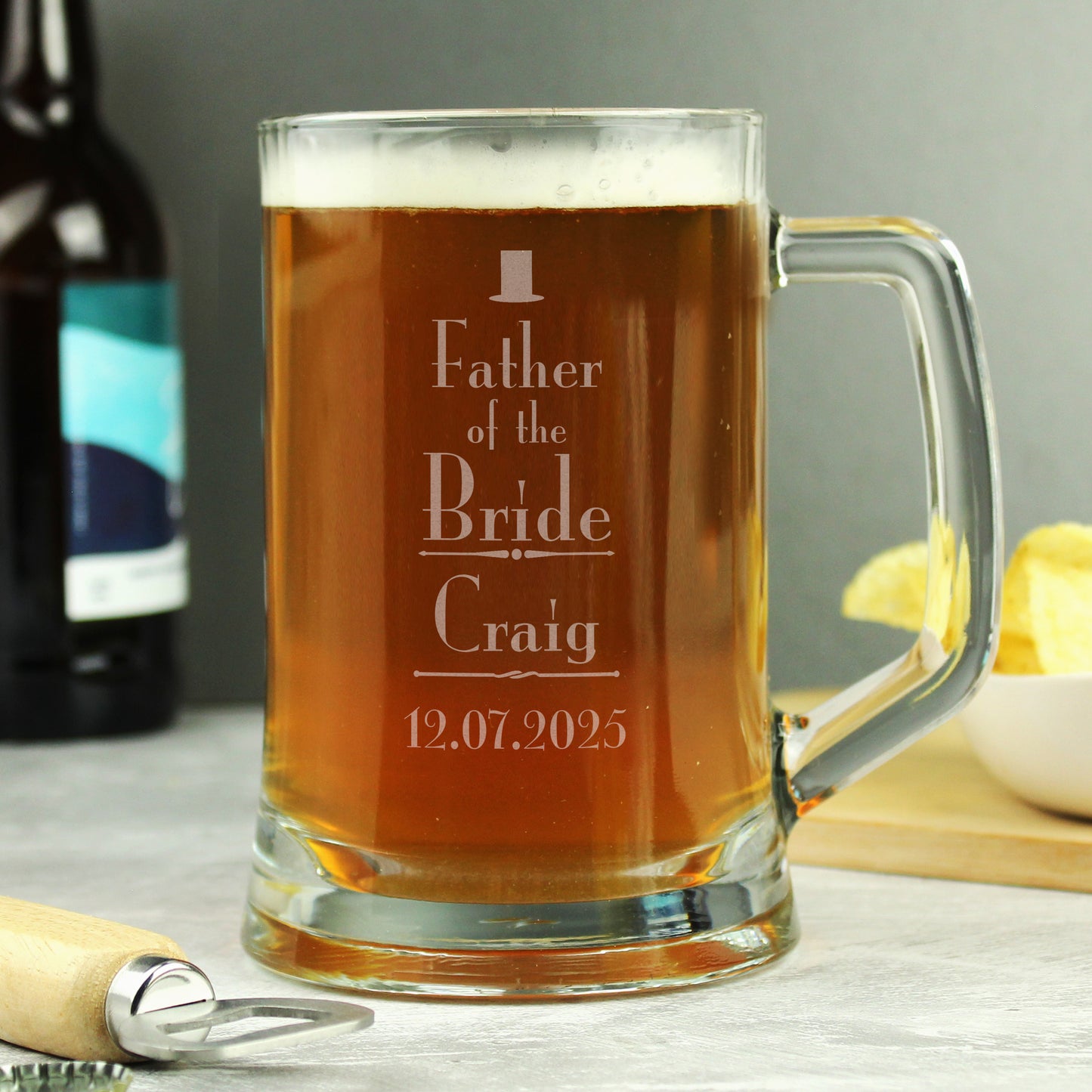 Personalised Decorative Wedding Father of the Bride Tankard - Personalise It!