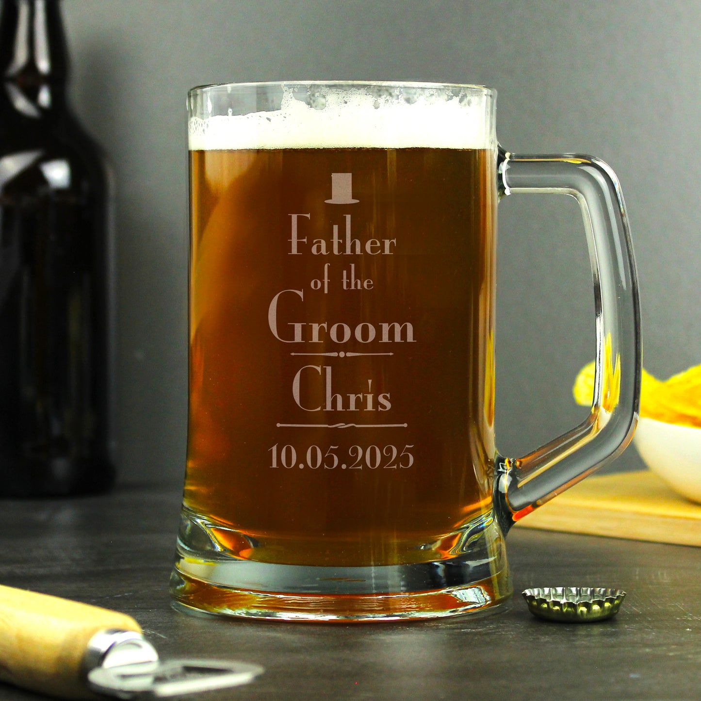 Personalised Decorative Wedding Father of the Groom Tankard - Personalise It!
