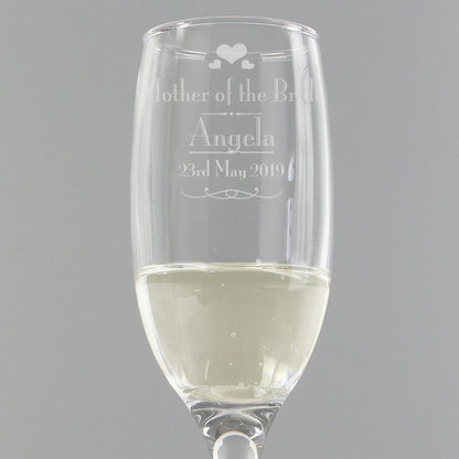 Personalised Decorative Wedding Mother of the Bride Glass Flute - Personalise It!