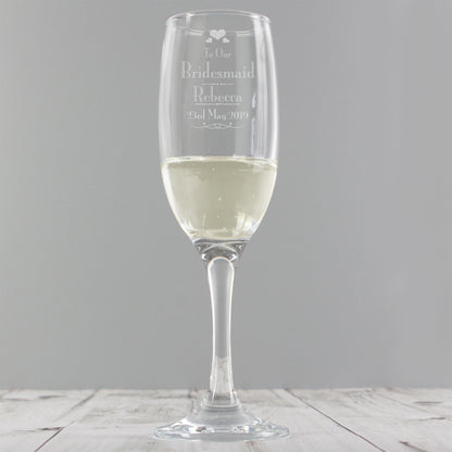 Personalised Decorative Wedding Bridesmaid Glass Flute - Personalise It!
