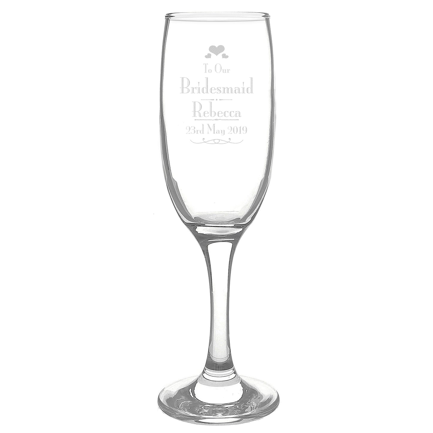 Personalised Decorative Wedding Bridesmaid Glass Flute - Personalise It!