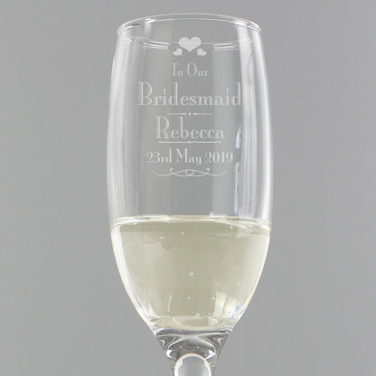 Personalised Decorative Wedding Bridesmaid Glass Flute - Personalise It!