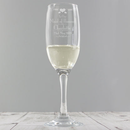 Personalised Decorative Wedding Maid of Honour Glass Flute - Personalise It!