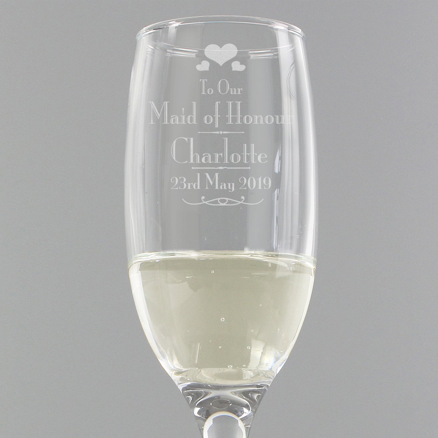 Personalised Decorative Wedding Maid of Honour Glass Flute - Personalise It!