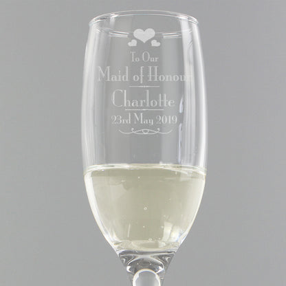 Personalised Decorative Wedding Maid of Honour Glass Flute - Personalise It!
