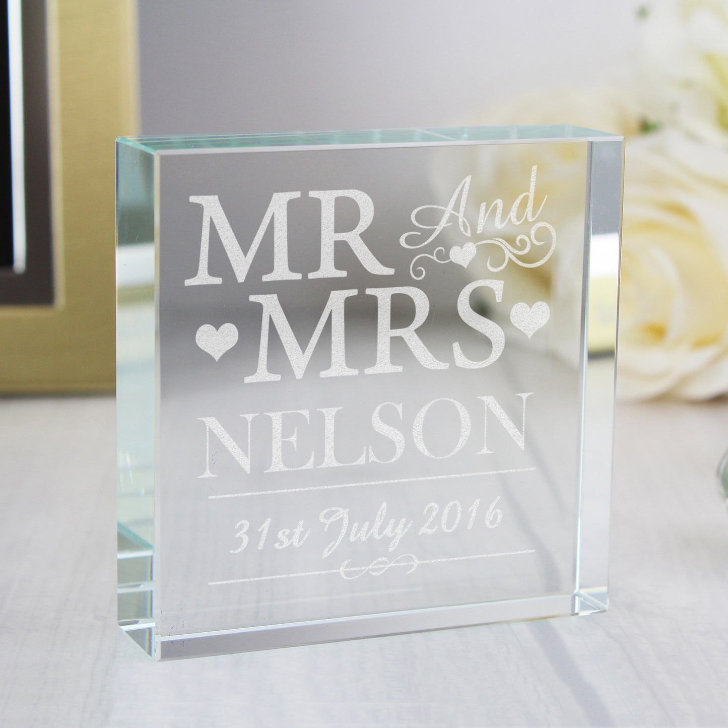 Personalised Mr & Mrs Large Crystal Token - Personalise It!
