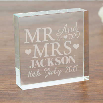 Personalised Mr & Mrs Large Crystal Token - Personalise It!