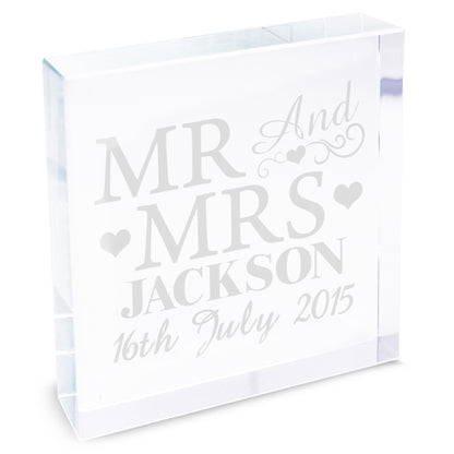 Personalised Mr & Mrs Large Crystal Token - Personalise It!