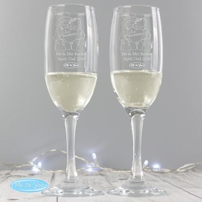 Personalised Me To You Engraved Wedding Pair of Flutes with Gift Box - Personalise It!