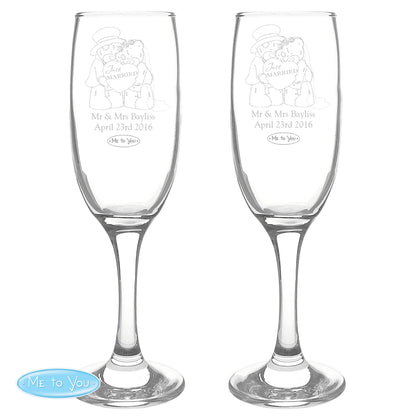 Personalised Me To You Engraved Wedding Pair of Flutes with Gift Box - Personalise It!