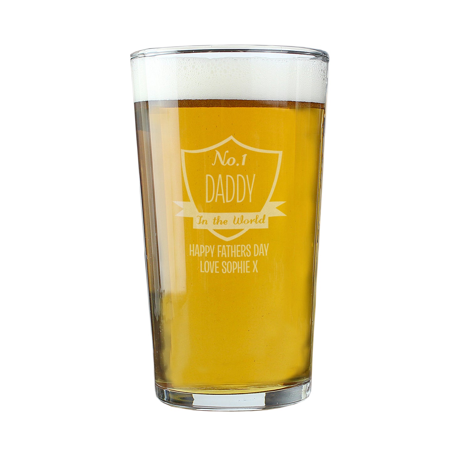 Personalised No.1 Shield Pint Glass - Personalise It!