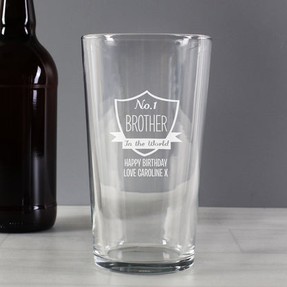 Personalised No.1 Shield Pint Glass - Personalise It!