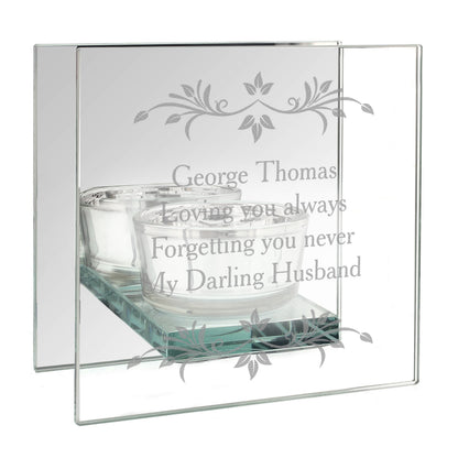 Personalised Sentiments Mirrored Glass Tea Light Candle Holder - Personalise It!