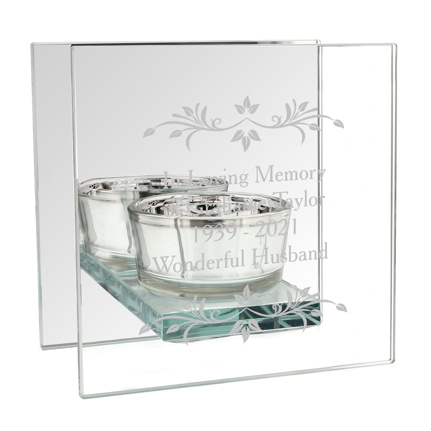 Personalised Sentiments Mirrored Glass Tea Light Candle Holder - Personalise It!