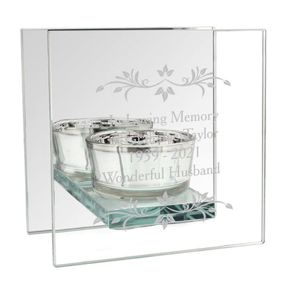 Personalised Sentiments Mirrored Glass Tea Light Candle Holder - Personalise It!