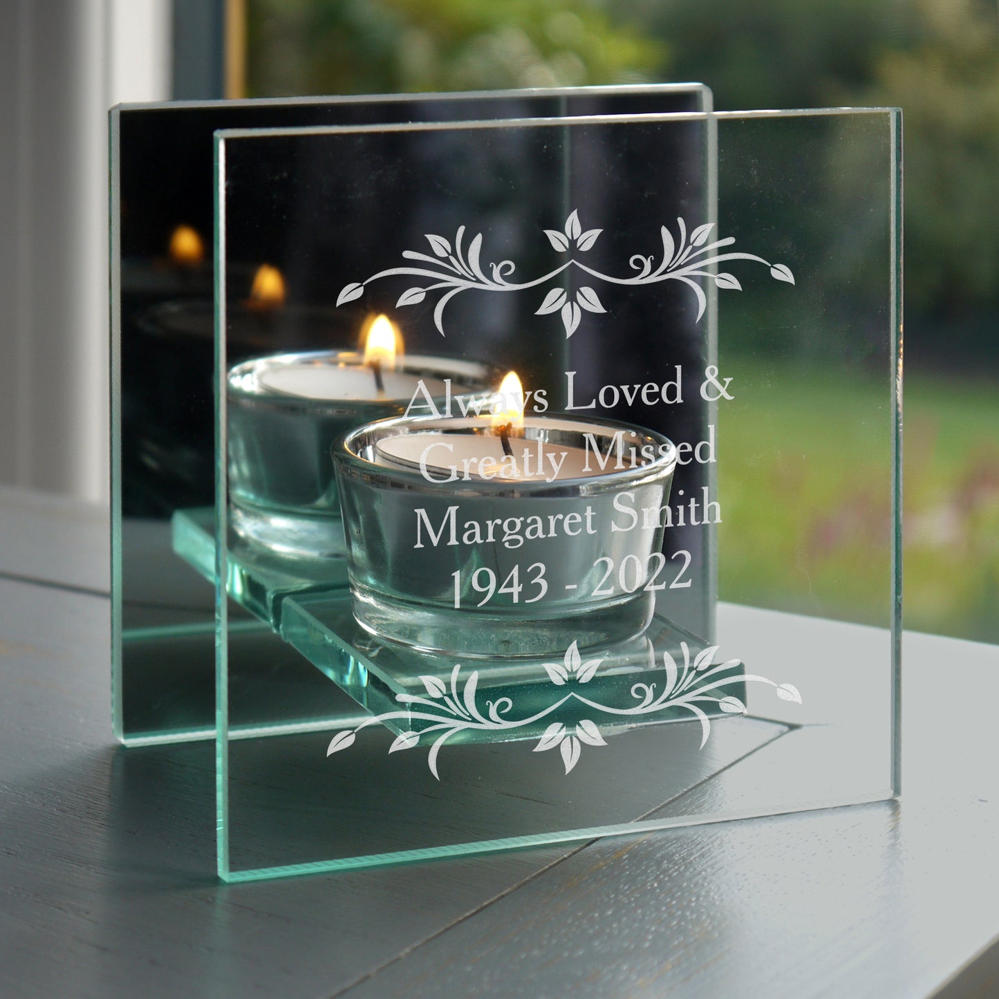 Personalised Sentiments Mirrored Glass Tea Light Candle Holder - Personalise It!