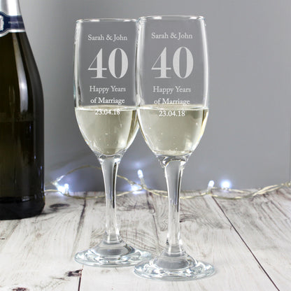 Personalised Anniversary Pair of Flutes with Gift Box - Personalise It!